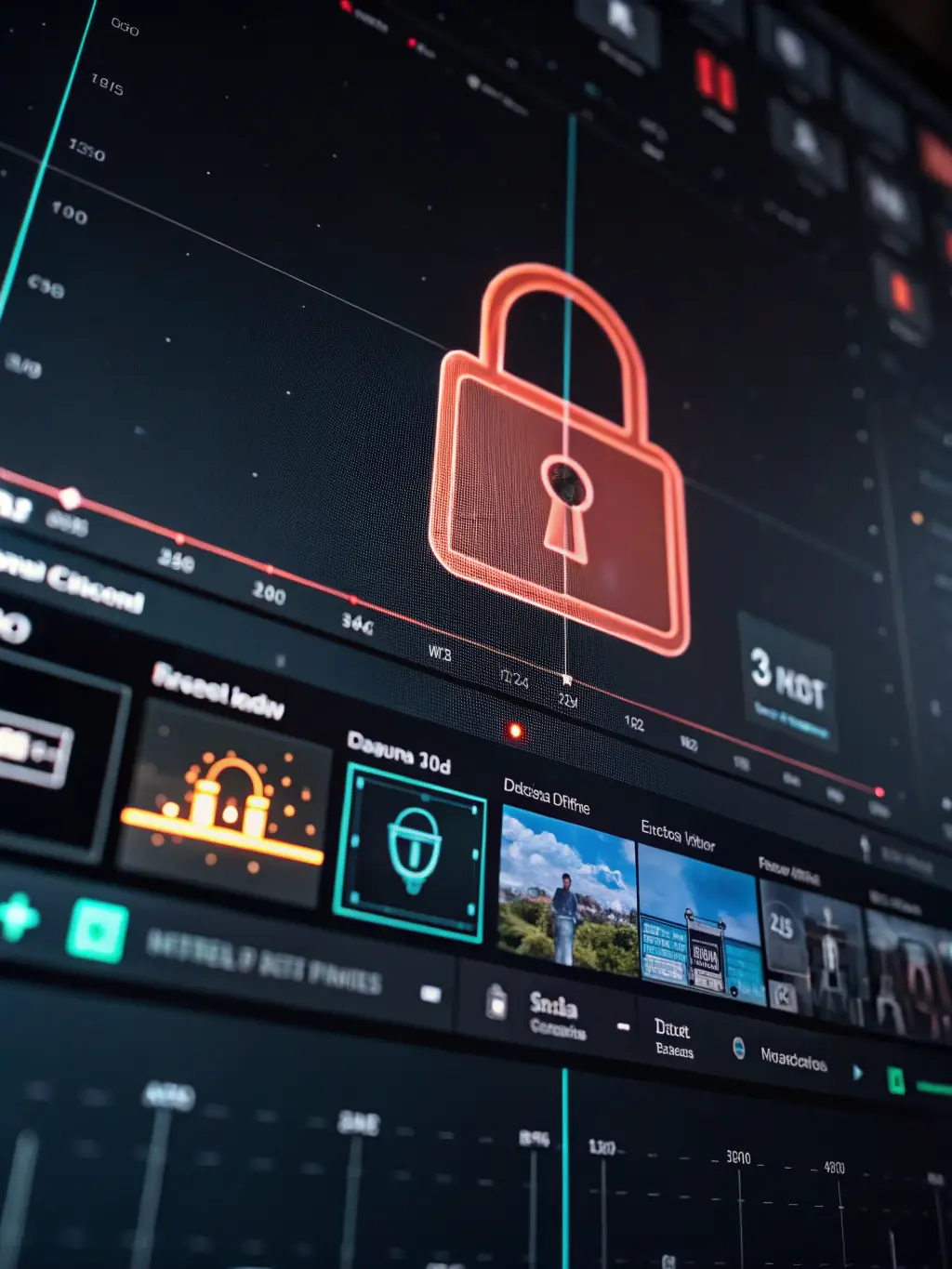 An image depicting a secure lock icon overlaid on a Korean comic video player, emphasizing the platform's security features.